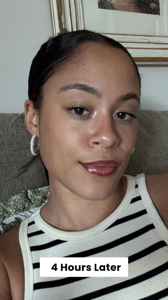 Hailey Roy 4 hours after applying the Maybelline New York Super Stay PeelOff Lip Liner
