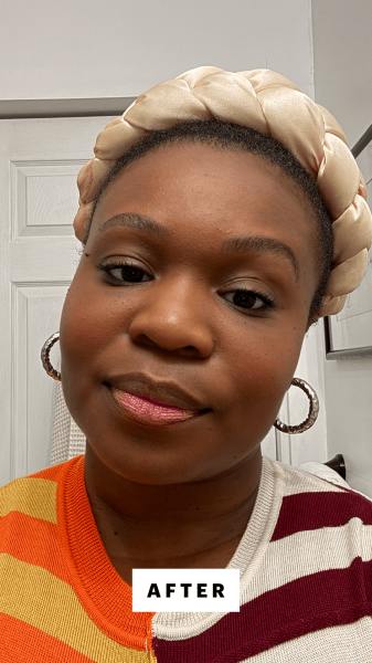 A selfie of Allure editor in chief Jessica Cruel after applying the Summer Fridays Flushed Lip Stain