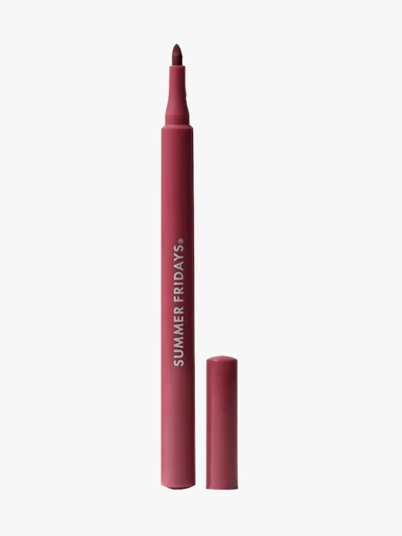 Summer Fridays Flushed Lip Stain Slipper in branded component on a light gray background