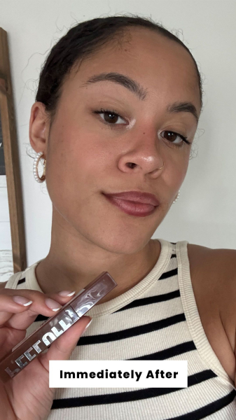 Hailey Roy immediately after applying the Maybelline New York Super Stay PeelOff Lip Liner